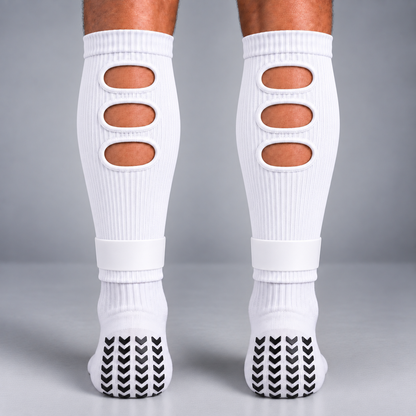 Baller Bundle in White with Aero sleeves, back view showing the calf vents