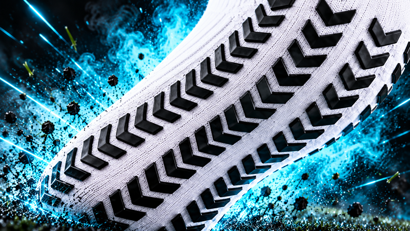 Close-up of the silicone grip pattern on the sole of a Pro-Grip Sock