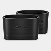 Pair of Black SockLock silicone straps with the embossed Ventus logo, 3D view