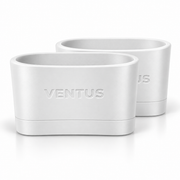 Pair of White SockLock silicone straps, 3D view