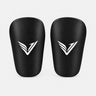 Pair of Stealth Guards mini shin guards in black with the Ventus V, front view