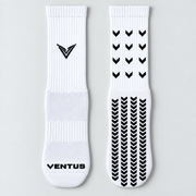 Pro-Grip Socks in White, flat lay showing the side and the silicone grip sole